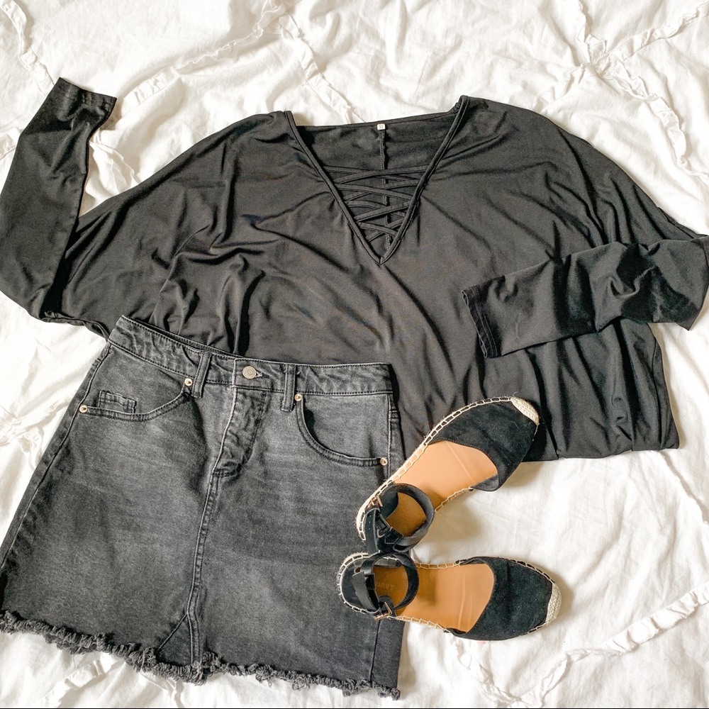 Black Criss Cross Top